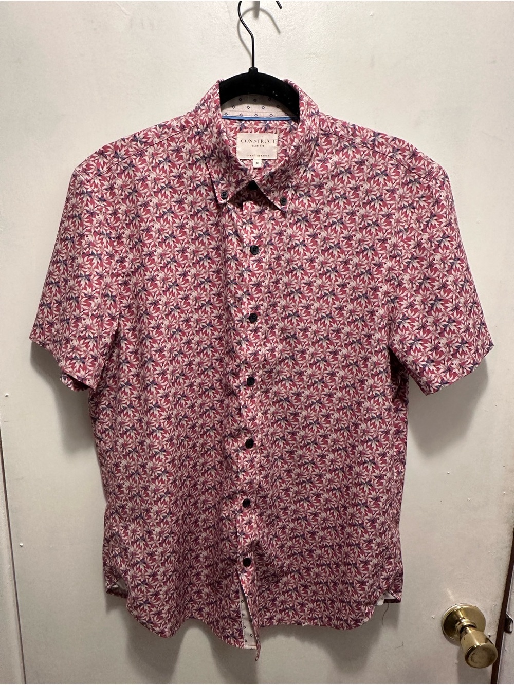 Con.Struct Slim Fit 4-Way Stretch Floral Button Down Shirt Men’s Medium Pink